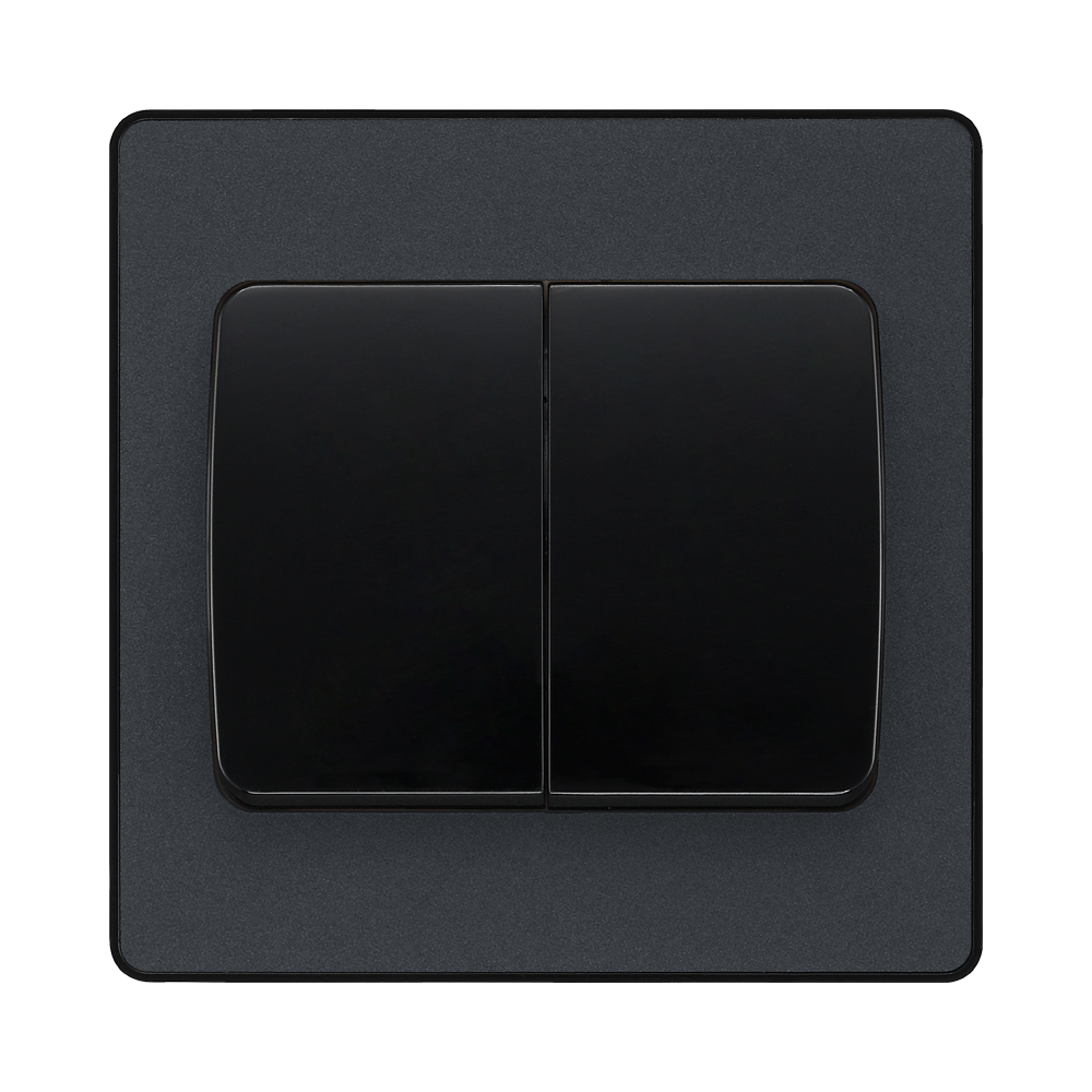BG Evolve Matt Grey 2G 2W Wide Rocker Light Switch PCDMG42WB