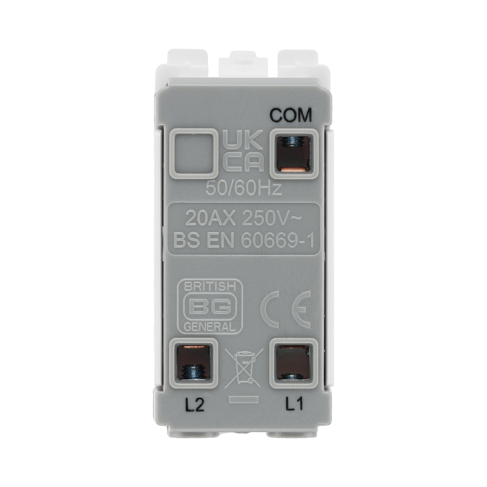 BG White Moulded PVC 20A 2 Way Key Grid Module R12KY – product view 3