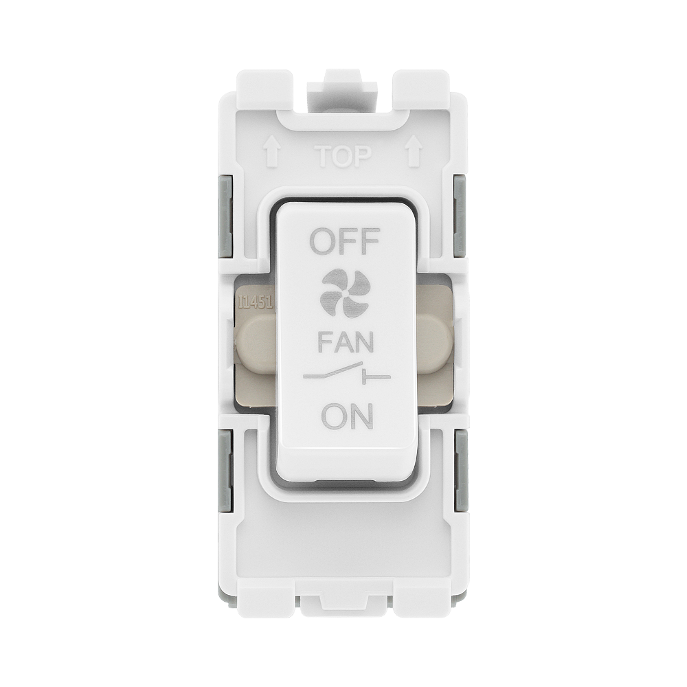 BG White Moulded PVC 10A Fan Isolator Grid Module R15 – product view 1