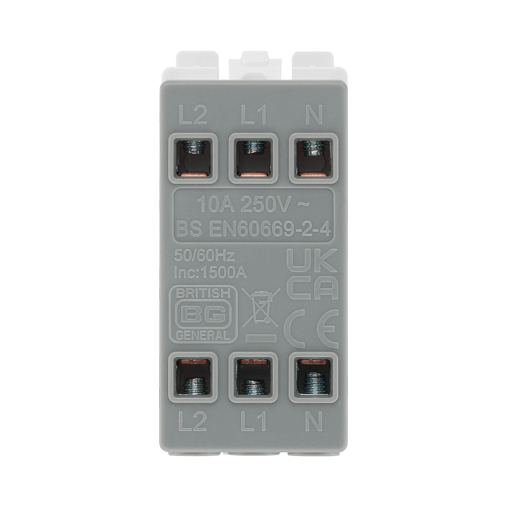 BG White Moulded PVC 10A Fan Isolator Grid Module R15 – product view 3