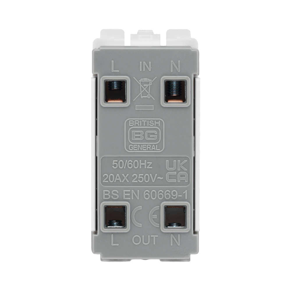 BG White Moulded PVC 20A Double Pole Grid Module R30 – product view 3