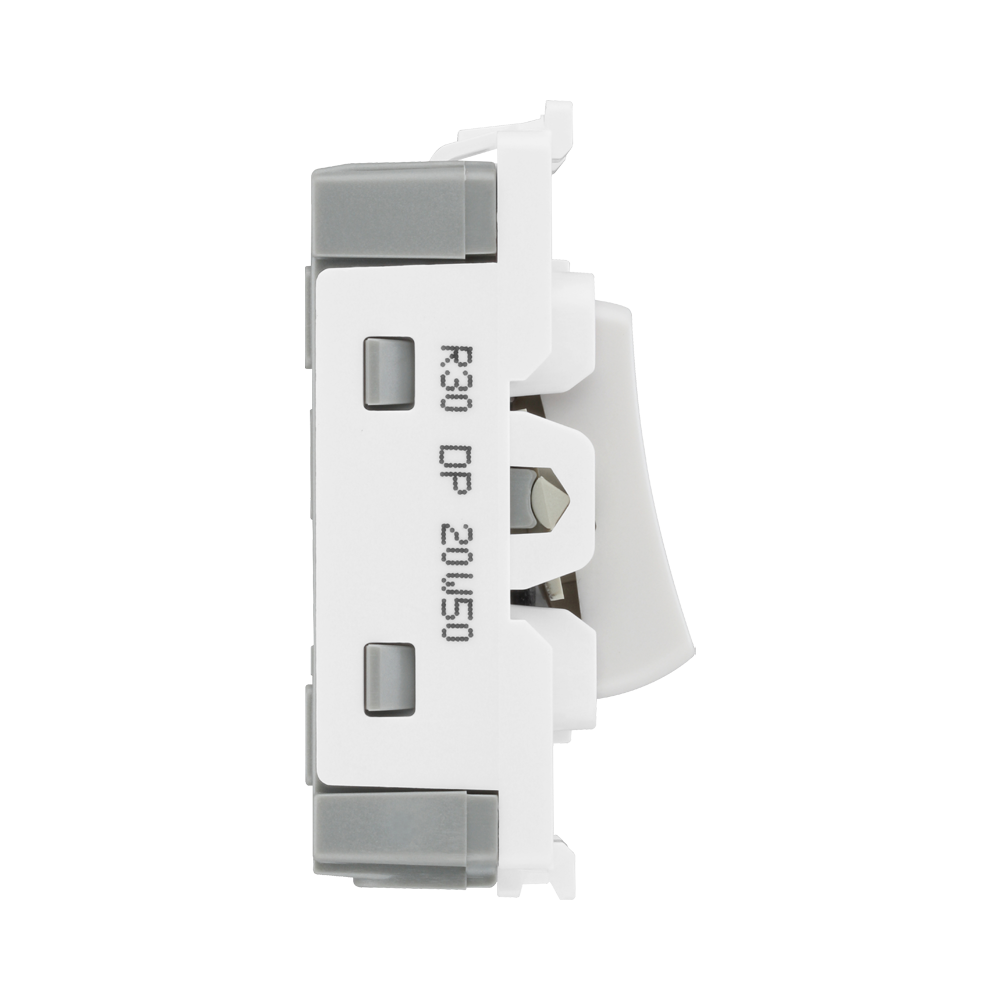 BG White Moulded PVC 20A Double Pole Grid Module R30 – product view 4