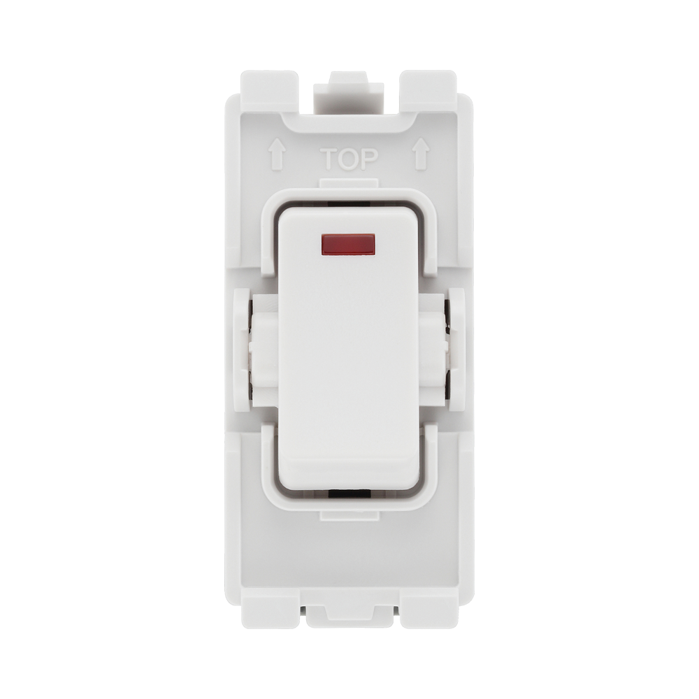 BG White Moulded PVC 20A Double Pole with Neon Grid Module R31 – product view 1