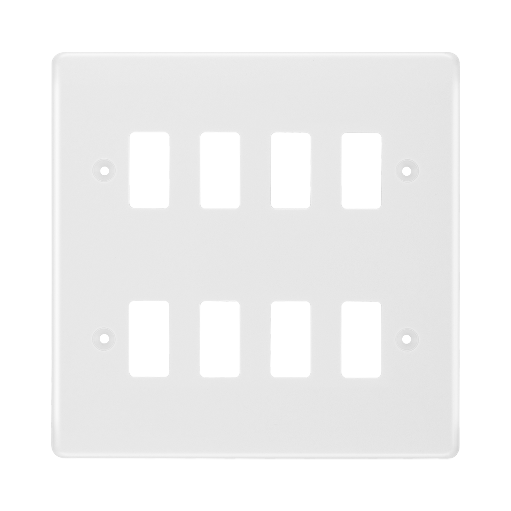 BG White Moulded PVC 8G Grid Plate R88 Available from RS Electrical Supplies