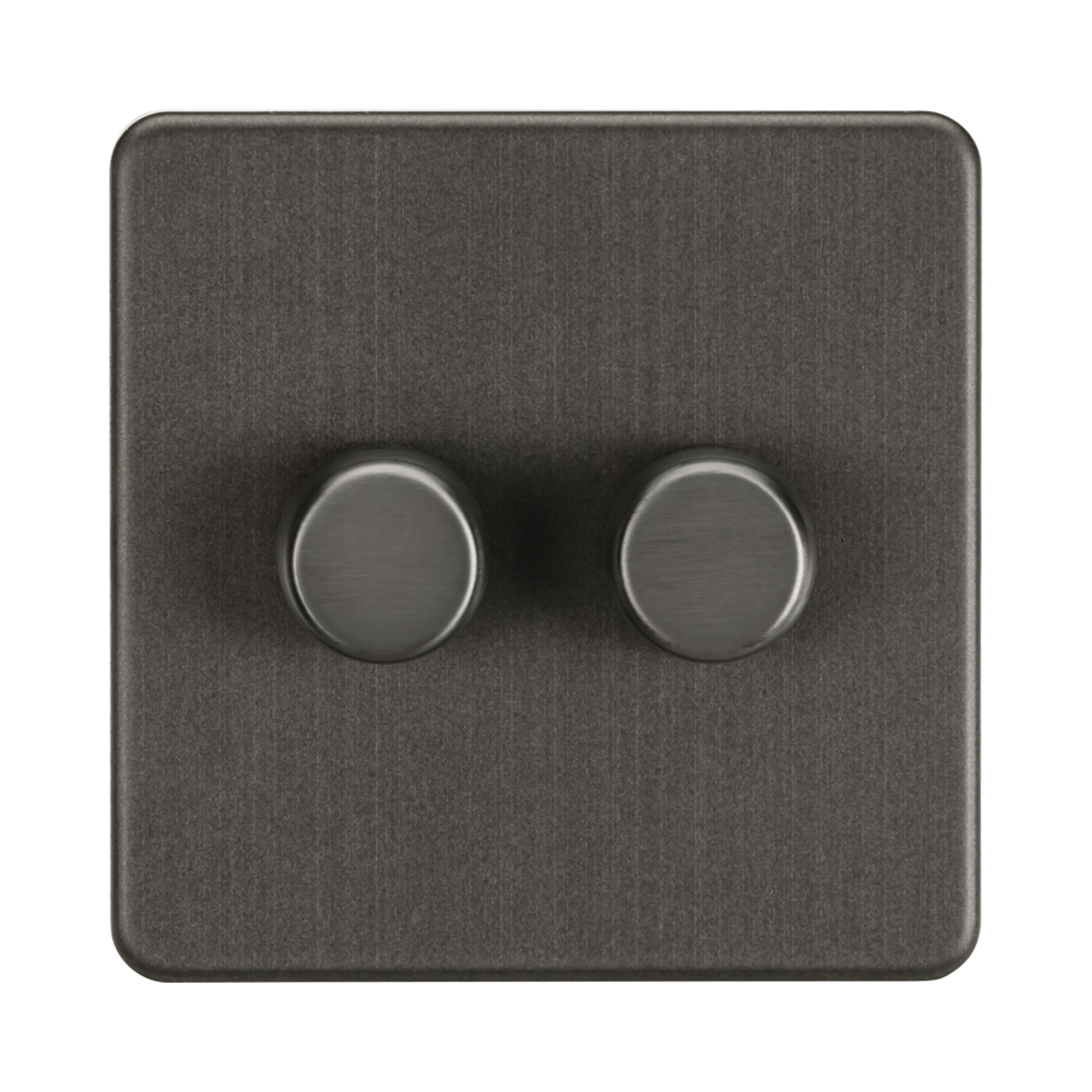 Smoked Bronze Dimmer Switch (2G 2-way) by Knightsbridge with Smooth Dimming