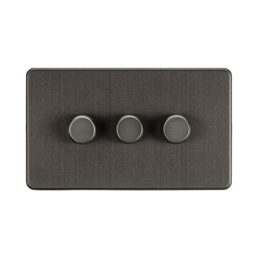 Smoked Bronze Dimmer Switch (3G 2-way) by Knightsbridge with Smooth Dimming
