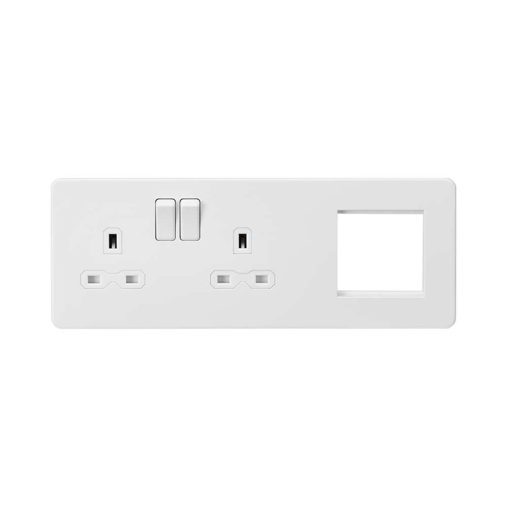 Matt White Combination Plate by Knightsbridge with Euro Compatible rated 13A
