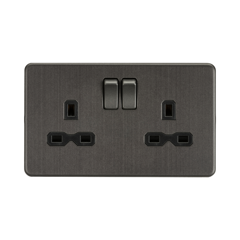 Smoked Bronze Double Socket by Knightsbridge with Double Pole Switches rated 13A