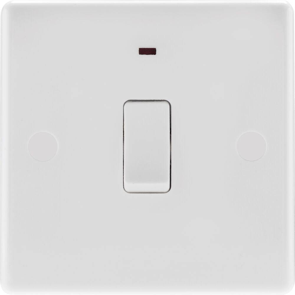 BG Moulded White PVC 20A Double Pole Switch with Neon 831 - The Switch Depot
