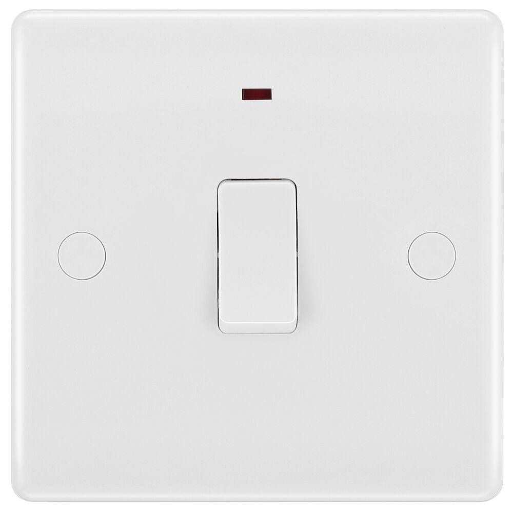 BG Moulded White PVC 20A Double Pole Switch with Neon and Flex Outlet 833 - The Switch Depot