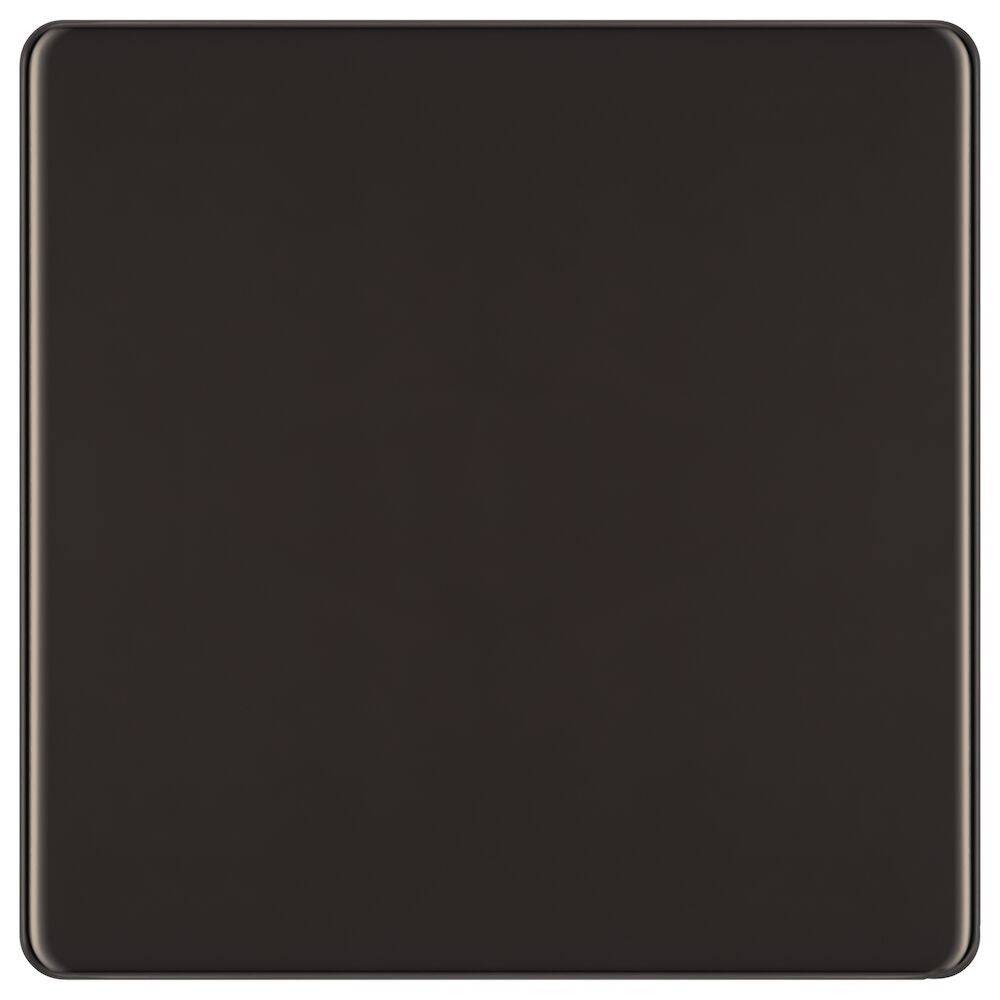 BG Screwless Black Nickel Single Blank Plate FBN94 - The Switch Depot