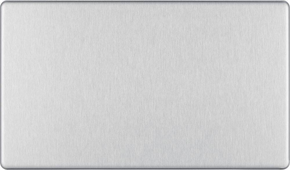 BG Screwless Brushed Steel Double Blank Plate FBS95 - The Switch Depot