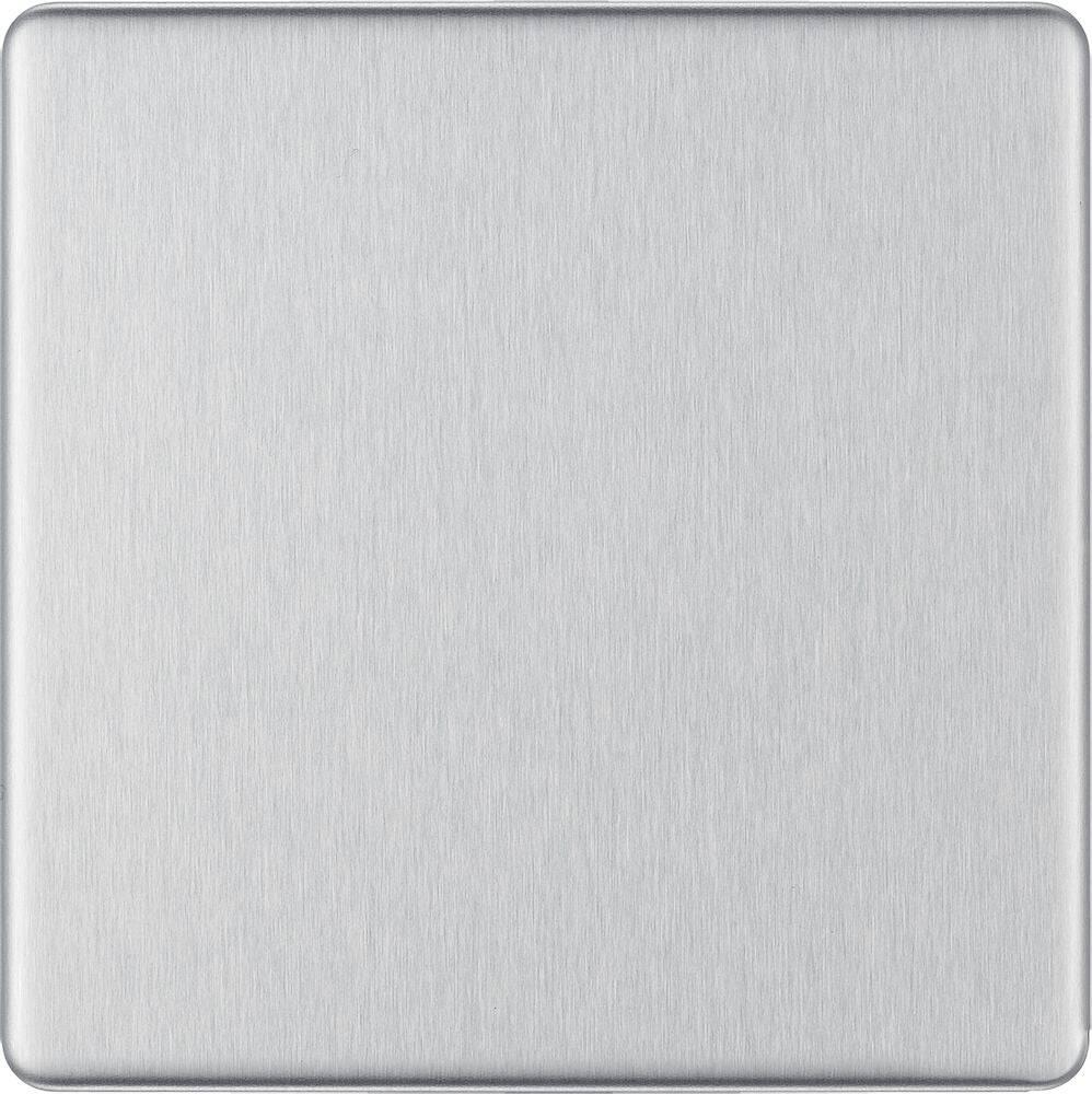 BG Screwless Brushed Steel Single Blank Plate FBS94 - The Switch Depot