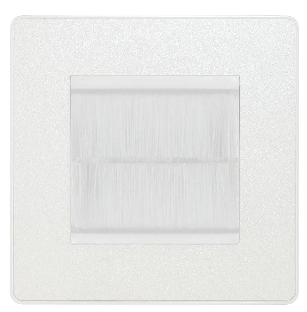 Evolve Polycarbonate Pearlescent White 2G Cable Brush Outlet PCDCL2GBRW - The Switch Depot