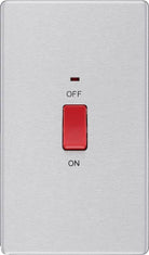BG Screwless Brushed Steel 45A Cooker Switch with Neon FBS72 - The Switch Depot