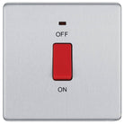 BG Screwless Brushed Steel 45A Cooker Switch with Neon FBS74 - The Switch Depot