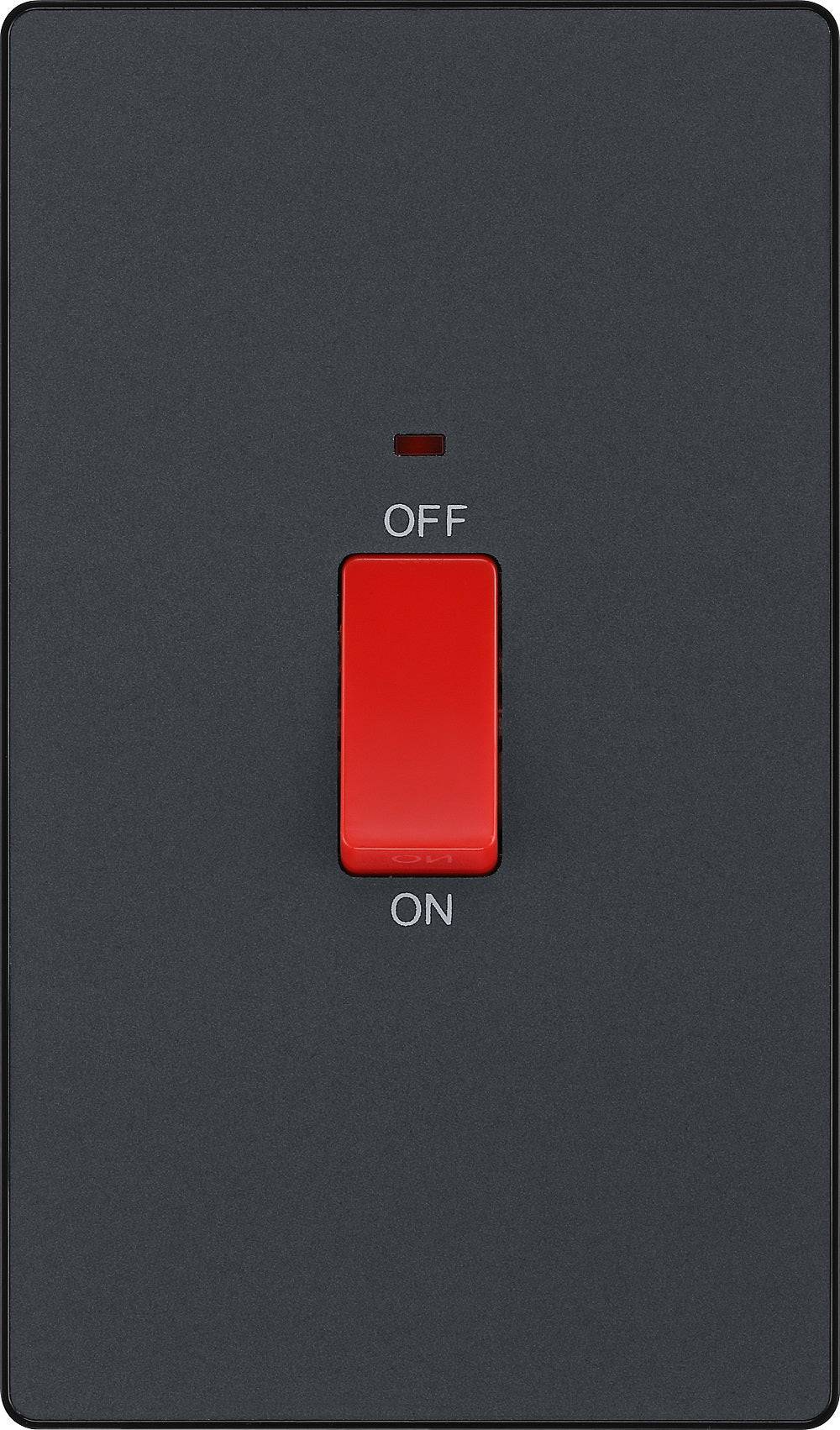 Evolve Polycarbonate Matt Grey 45A Cooker Switch with Neon PCDMG72B - The Switch Depot