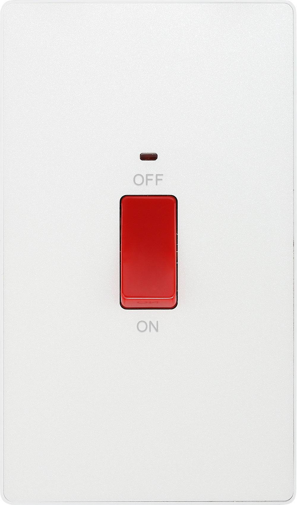 Evolve Polycarbonate Pearlescent White 45A Cooker Switch with Neon PCDCL72W - The Switch Depot