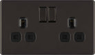 BG Screwless Black Nickel Double Socket FBN22B - The Switch Depot