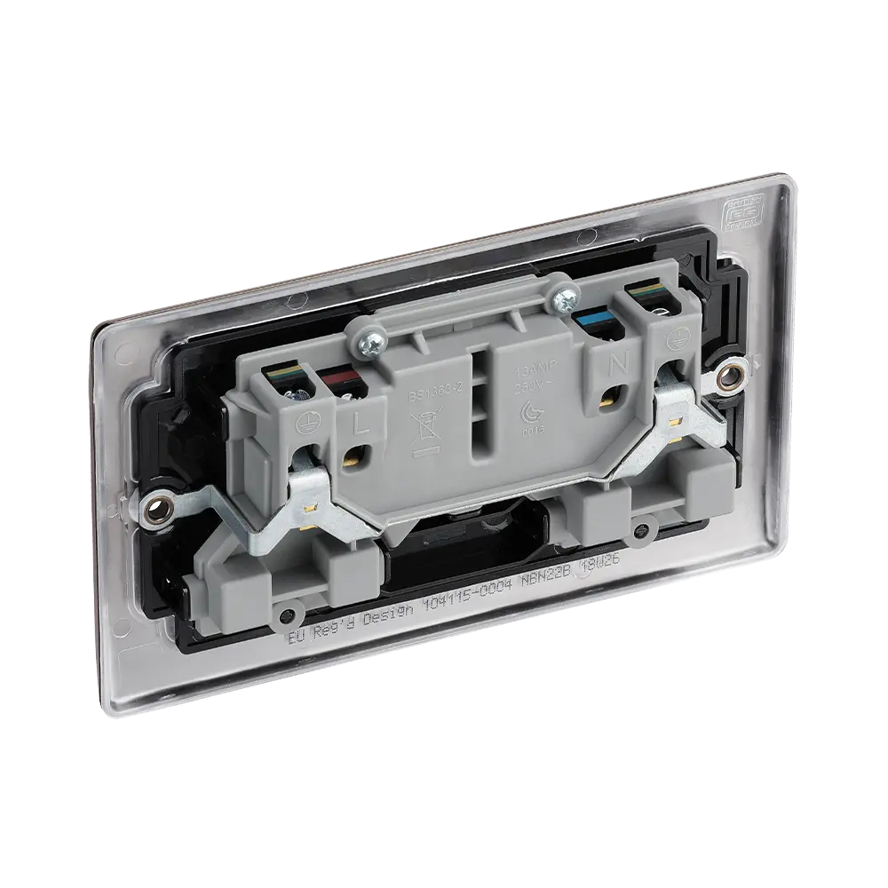 Nexus Metal Black Nickel Double Socket NBN22B - The Switch Depot