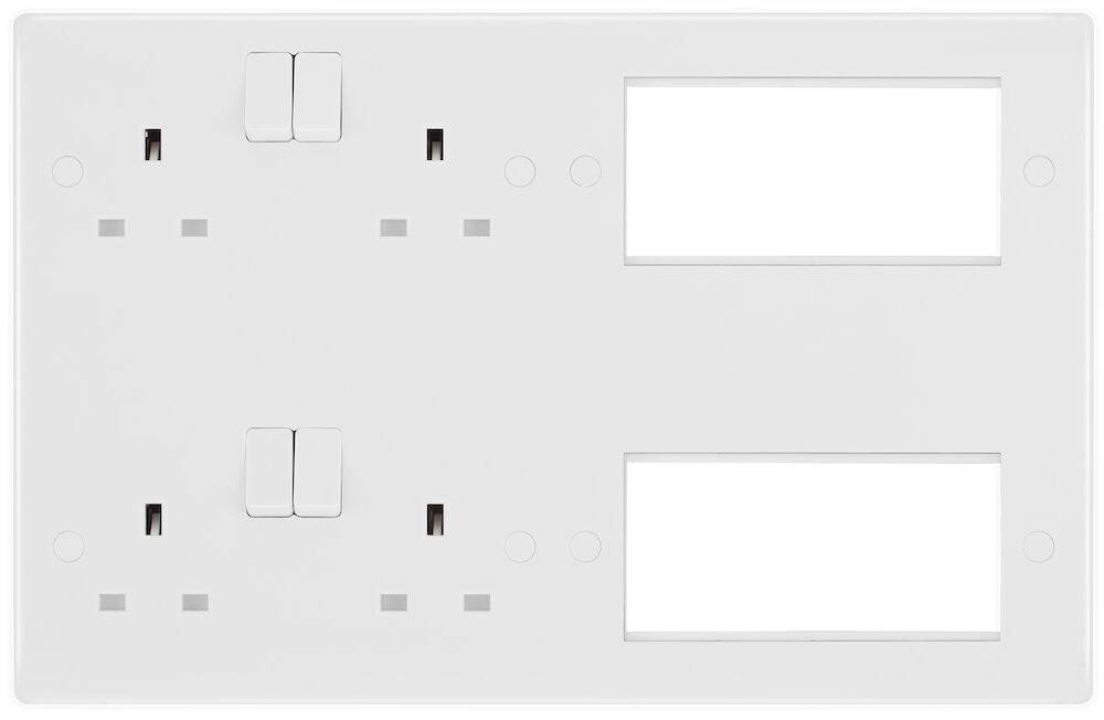 BG Moulded White PVC Electrical Media Plate 8222EM8 - The Switch Depot