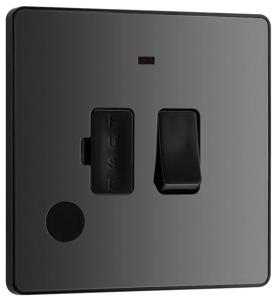 Evolve Polycarbonate Black Chrome 13A Switched Spur with Neon and Flex Outlet PCDBC52B - The Switch Depot