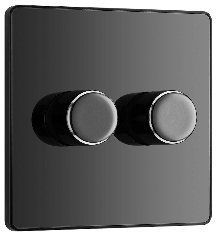 Evolve Polycarbonate Black Chrome 2G Dimmer Switch PCDBC82B - The Switch Depot