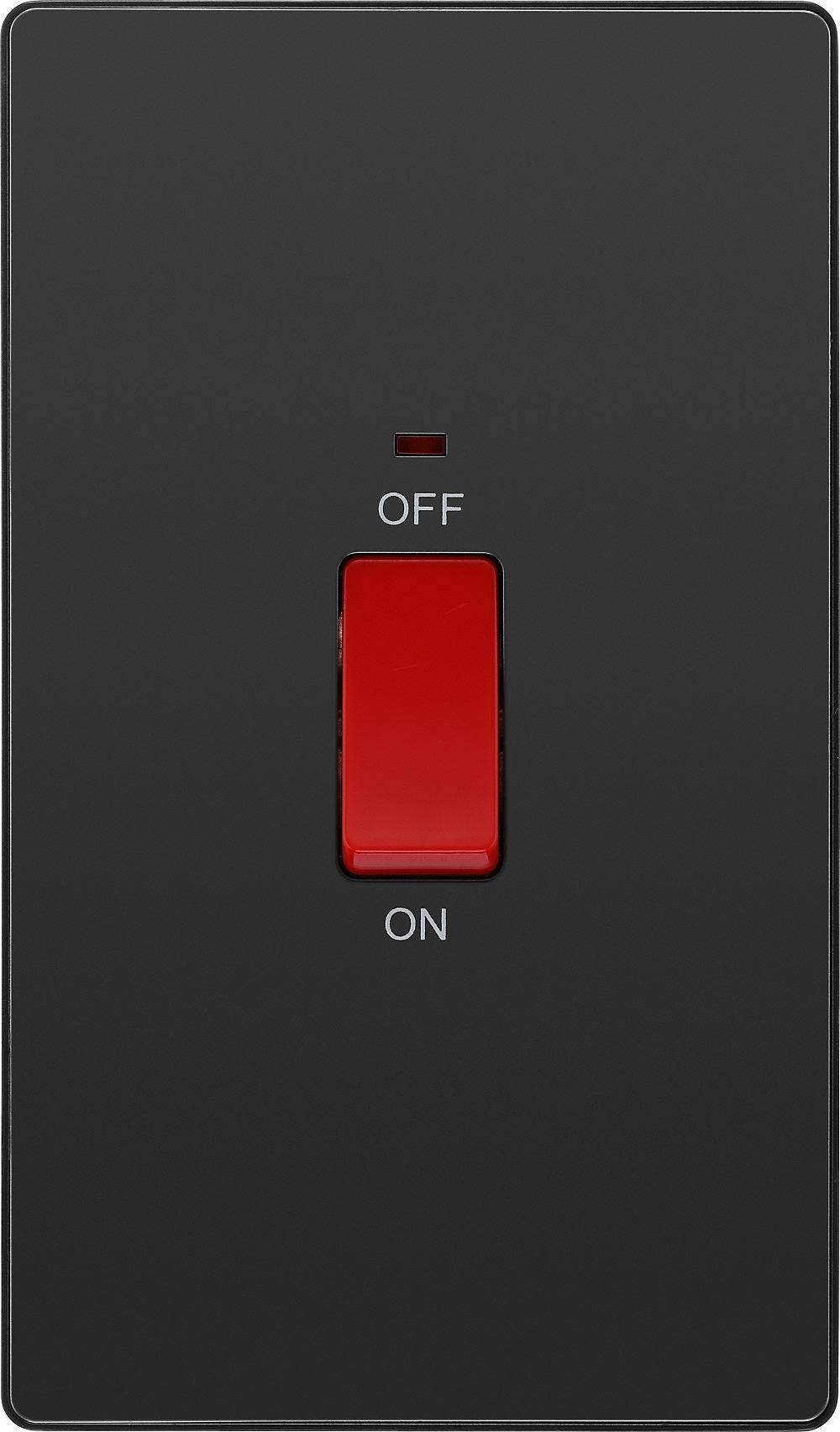 Evolve Polycarbonate Black Chrome 45A Cooker Switch with Neon PCDBC72B - The Switch Depot