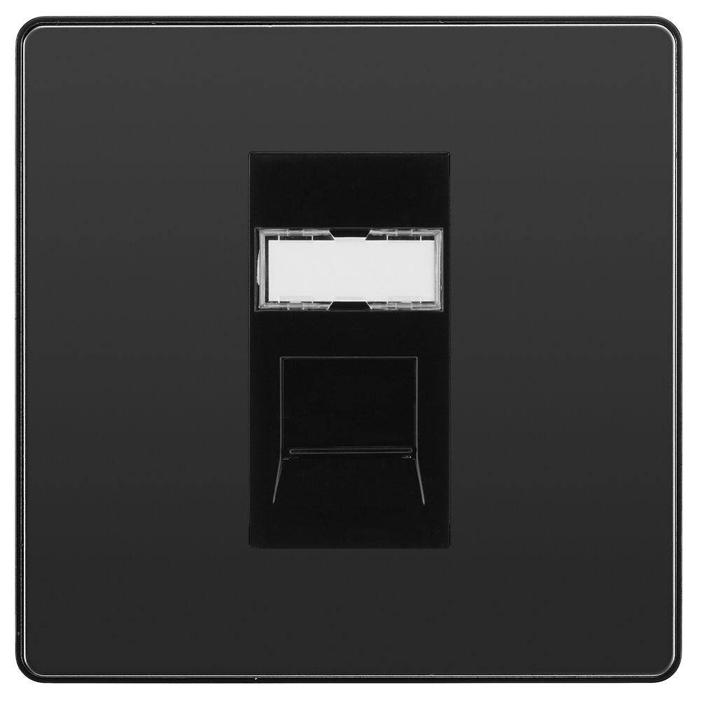 Evolve Polycarbonate Black Chrome Cat6 Data Outlet Socket PCDBCRJ4516B - The Switch Depot