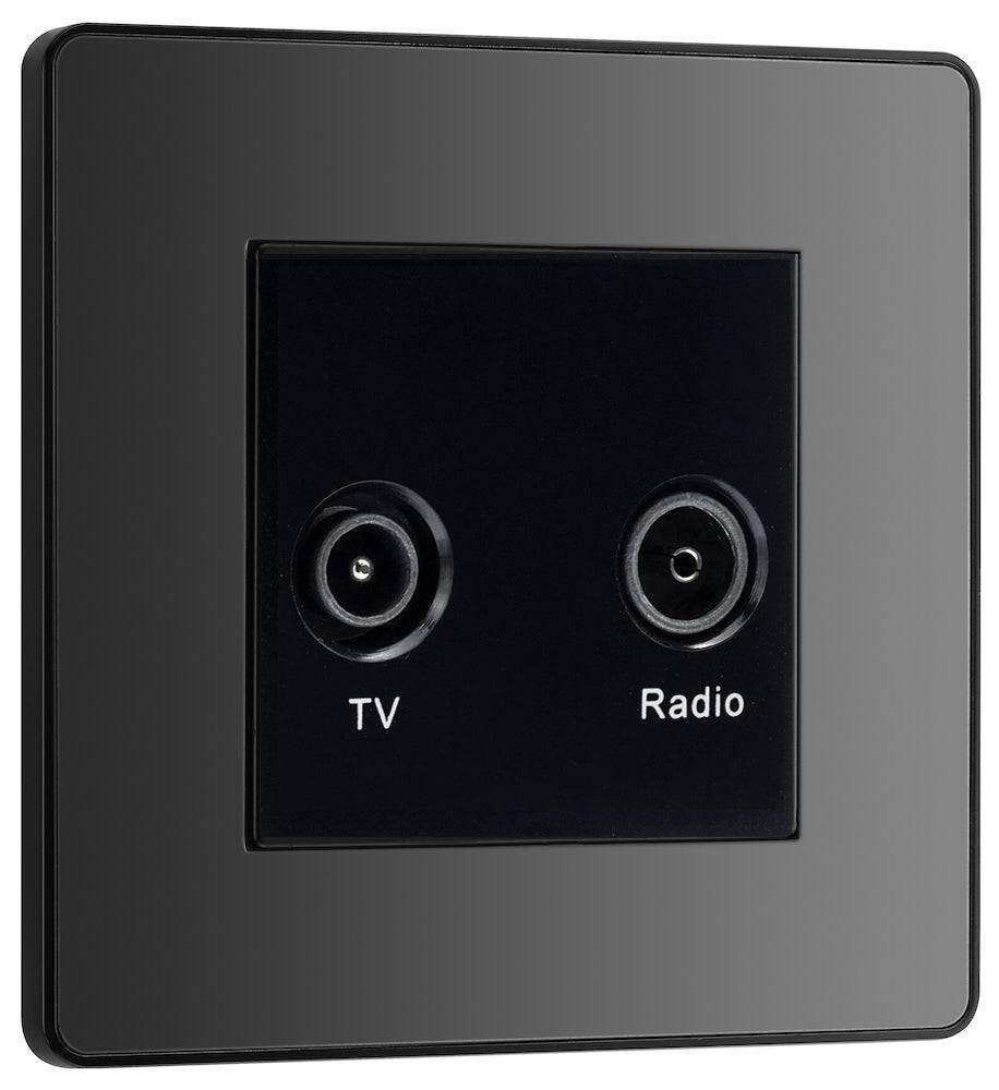 Evolve Polycarbonate Black Chrome Diplex TV Socket PCDBCTVFMB - The Switch Depot
