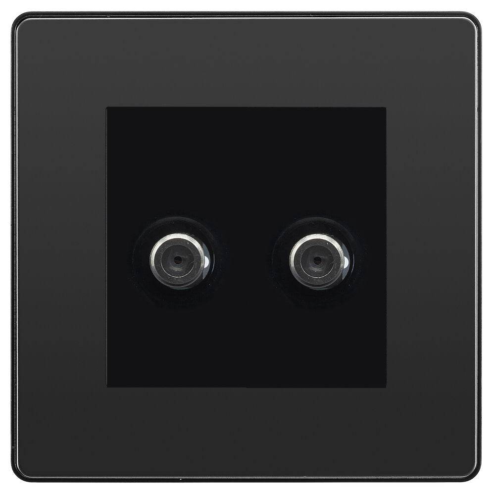Evolve Polycarbonate Black Chrome Double Satellite Socket PCDBC612B - The Switch Depot