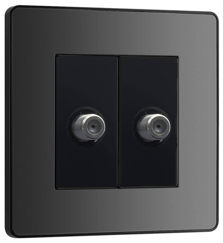 Evolve Polycarbonate Black Chrome Double Satellite Socket PCDBC612B - The Switch Depot