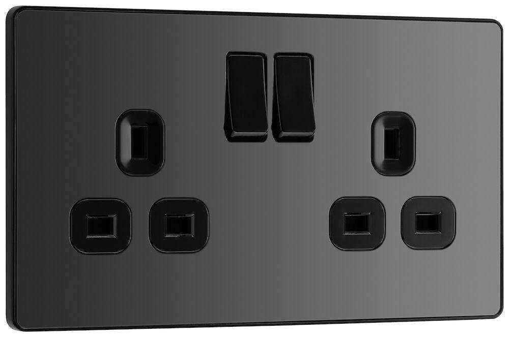Evolve Polycarbonate Black Chrome Double Socket PCDBC22B - The Switch Depot