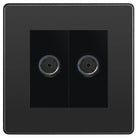 Evolve Polycarbonate Black Chrome Double TV Socket PCDBC602B - The Switch Depot