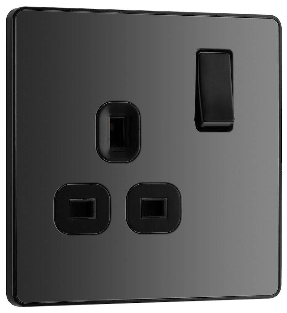 Evolve Polycarbonate Black Chrome Single Socket PCDBC21B - The Switch Depot
