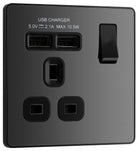 Evolve Polycarbonate Black Chrome Single USB Socket PCDBC21U2B - The Switch Depot