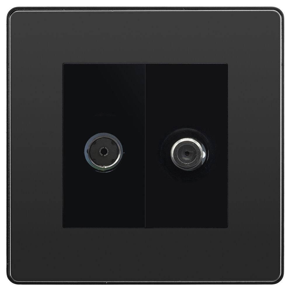 Evolve Polycarbonate Black Chrome TV and Satellite Socket PCDBCTVSATB - The Switch Depot