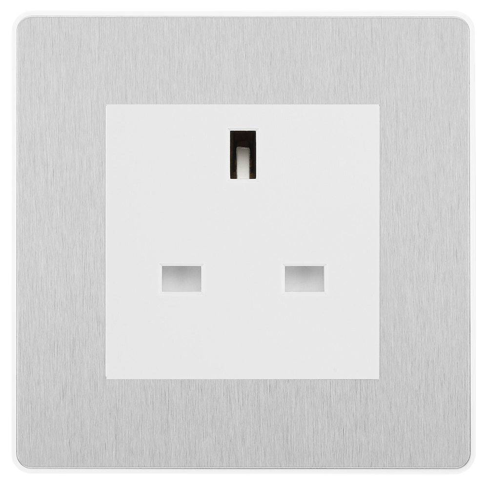 Evolve Polycarbonate Brushed Steel 13A Unswitched Socket PCDBS13AUSSW - The Switch Depot