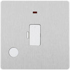 Evolve Polycarbonate Brushed Steel 13A Unswitched Spur with Neon and Flex Outlet PCDBS54W - The Switch Depot