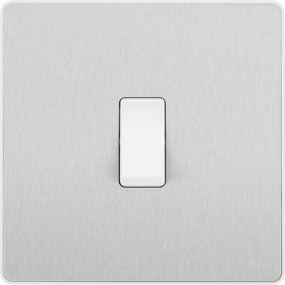 Evolve Polycarbonate Brushed Steel 1G Light Switch PCDBS12W - The Switch Depot
