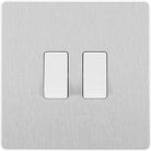 Evolve Polycarbonate Brushed Steel 2G Light Switch PCDBS42W - The Switch Depot