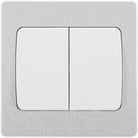 Evolve Polycarbonate Brushed Steel 2G Wide Rocker Light Switch PCDBS42WW - The Switch Depot