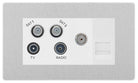 Evolve Polycarbonate Brushed Steel Quadplex Combination TV Socket PCDBSQUAD2W - The Switch Depot