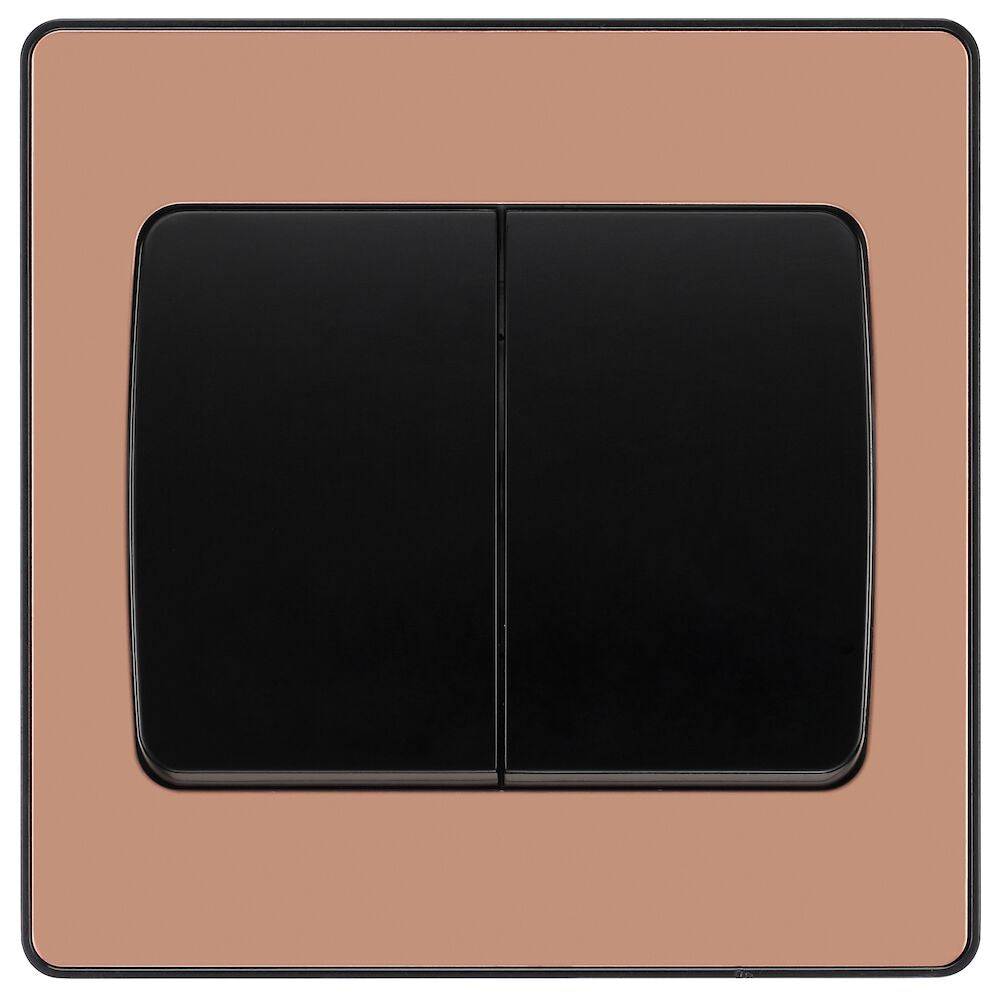 Evolve Polycarbonate Polished Copper 2G Wide Rocker Light Switch PCDCP42WB - The Switch Depot