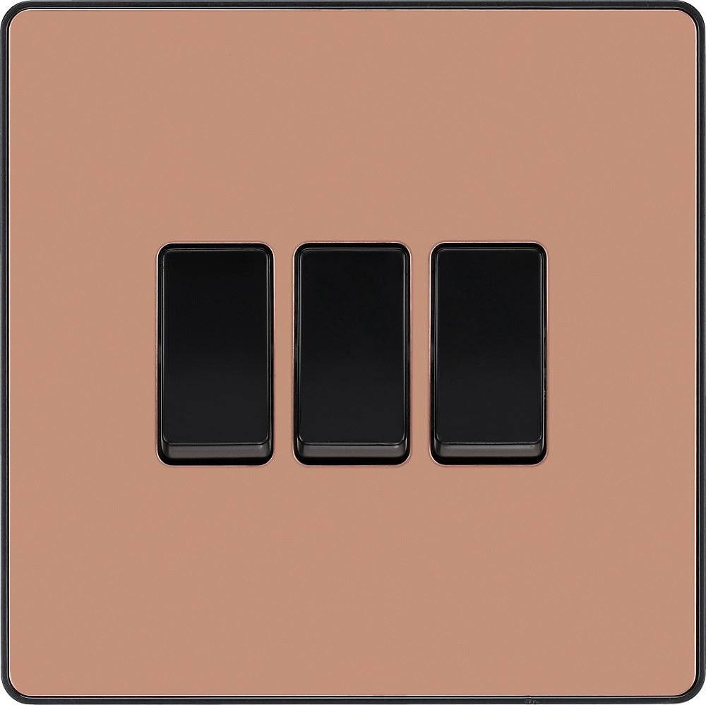 Evolve Polycarbonate Polished Copper 3G Light Switch PCDCP43B - The Switch Depot
