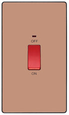 Evolve Polycarbonate Polished Copper 45A Cooker Switch with Neon PCDCP72B - The Switch Depot