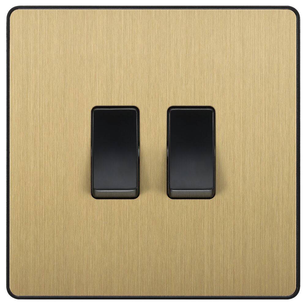 Evolve Polycarbonate Satin Brass 2G Light Switch PCDSB42B - The Switch Depot