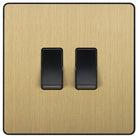 Evolve Polycarbonate Satin Brass 2G Light Switch PCDSB42B - The Switch Depot