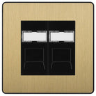 Evolve Polycarbonate Satin Brass Double Cat6 Data Outlet Socket PCDSBRJ4526B - The Switch Depot