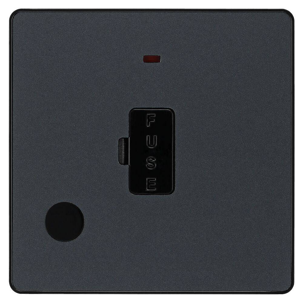 Evolve Polycarbonate Matt Grey 13A Unswitched Spur with Neon and Flex Outlet PCDMG54B - The Switch Depot